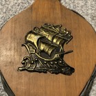 Vintage Fireplace Bellows Wood Black Leather With Brass   Copper Studs Boat Ship