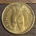 1950   s Risque Pin Up  Heads I Win Tails You Lose Bronze Collectible Nudie Coin