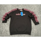 Adidas Originals Girls M 11-12yrs Black Pink Leopard Print Crew Sweatshirt Nwt