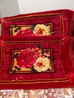  Plush Pillow Cases Pair Heavy Floral Rose Tassels Pillow Shams