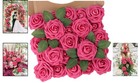 25 Pcs Hot Pink Foam Roses - Elegant Artificial Flowers For Weddings And Decor