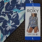 New Womens Roxy Sea Skippin Long Sleeve Upf 50 Surf Swim Rash Guard Top Blue Top
