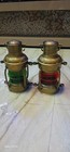 Pair Antique Maritime Ship Lantern     Vintage Nautical Oil Lamp Boat Light