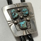 Vintage Native American Turquoise And Sterling Silver Bolo Tie