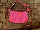Rare Vintage Coach 6818 Hot Pink Signature Canvas Suede Shoulder Bag Y2k 2004