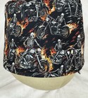 Men women Surgical Scrub Cap Lined Skulls Motorcycle Flames Skeleton 100  Cotton
