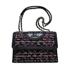 Tory Burch Fleming Tweed Convertible Shoulder Bag Multicolor Quilted Leather