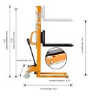 Apollolift 63  Manual Lift Stacker 1100lb W  Adjt  Forks Fixed Leg For Eu Pallet