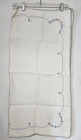 Vintage Colorful Hand Embroidered 100  Linen 32 In Square Tablecloth Basket