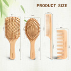 Bamboo Hair Brush And Comb Set - Natural Wooden   Bamboo Brush For Hair Growth W