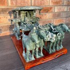 Vintage Chinese Carved Serpentine Stone Horse Drawn Carriage