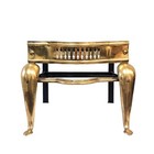 Unique 1800s English Brass Footman Fireplace Kettle Stand Hearthware Stool Bench