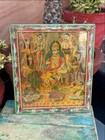 Vintage Original Raja Ravi Varma Press Hindu God Ram Darbar Lithograph Print