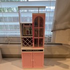 Pink White Plastic Doll House Kitchen Set With Sink Stove Refrigerator Cabinet