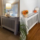 Multi-size Modern White gray Wooden Radiator Cover Durable Mdf Slatted Grille Us