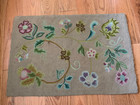Antique Vintage  Hand Hooked Rug-traditional Floral Jacobean Design