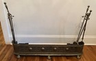 Antique English Pierced Brass Fireplace Fender W Paw Feet Tool Rest   Tools