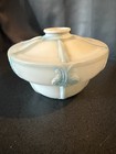 Antique Satin Milk Glass Pendant Light Shade Globe Blue Art Nouveau Art Deco