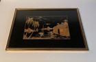 Vintage Framed Bamboo Straw Asian Pacific Folk Art 17  X 12 