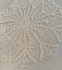 Vtg Hand Crochet Lace Table Runner Dresser Round Doily White Feather Granny Core