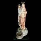 Antique Carved Wood Virgin Mary Child Holy Water Font Hand Painted