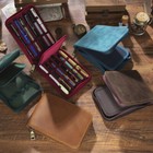 Genuine Leather Pencil Case Fountain Pen Pouch Storage Bag 12 Slot Pencil Holder