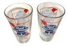 Pabst Blue Ribbon Pbr Pint Glasses   Dual Logo   Set Of Two  2    New   F s