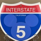 Disney Disneyland Interstate 5 California Road Plastic Sign Mickey Mouse 11x12 