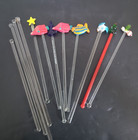 Vintage Hand Blown Glass Swizzle Sticks Lot Cocktail Stirrers Sea Life holiday