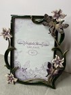 Jeweled Picture Frame Purple 3d Dragonfly Flower Floral Gemstone Enamel 4x6