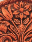 Rare Vintage Round Red Wax Seal Medallion Flower Pot Design 4 Inch W Wall Loop