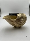 Vintage Heavy Solid Brass Nautilus Shell Planter Cachepot Centerpiece 6 5 