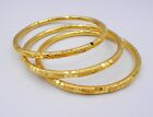 Set Of 3 Bangle Bracelets 22k 23k 24k Thai Baht Yellow Gold Plated Jewelry Girl