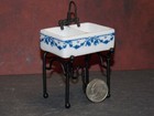 Dollhouse Miniature Kitchen Sink Blue Bow Reutter Porcelain 1 12 Scale N229