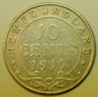 Mw29651 Canada Newfoundland Silver 10 Cents 1917-c George V   Km 14