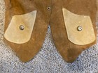 Vintage Kids Brown Suede Leather Western Cowboy Vest Longhorn Bull Patches Tan