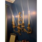 34  Wide Mid Century 7 Arm Italian Tole Gold Gilt Wood   Metal Wall Candelabra