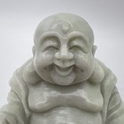 Hand Carved Chinese Smiling Third Eye Buddha Statue - Green Stone