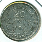 1904-h Newfoundland Twenty Cents  Nice Very Fine-extra Fine  Great Price 