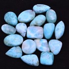 17 Pcs Natural Larimar Untreated 16mm-21mm Glossy Cabochon Loose Gemstones Lot
