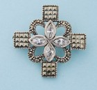Vintage Marsala Signed Sterling Silver 925 Cross Brooch Pin - Marcasite 7 6 G