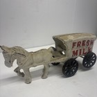 Antique Cast Iron Fresh Milk Horse Drawn Carriage Toy With Wheels