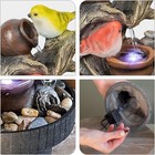 Led Portable Tabletop Fountain - Desktop Waterfall W  Birds Indoor Outdoor Decor
