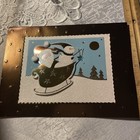 Vtg Unused Christmas Card Santa Heavy Glitter Hallmark 3d Snowman Sleigh Snow