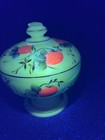 Vintage Uv Glow Fenton Charleton Raspberry Milk Glass Candy Dish Rare