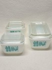 Pyrex Amish Butterprint Turquoise  1  502    2  501 Refrigerator Bowls With Lids