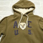 American Eagle Hoodie Mens Medium Green Fleece Hooded Sweatshirt Vintage Style