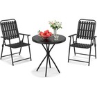 Outdoor Bistro Set Folding Chairs   Round Dining Table Patio Furniture Set New