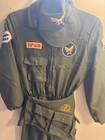 Not K Pop -top Gun Flight Suit Halloween Costume Kids Lg 12-14 Green Usaf Pilot