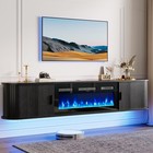 Floating Tv Stand 80 Inch Electric Fireplace Wall Mount Black Oneblis Mounted